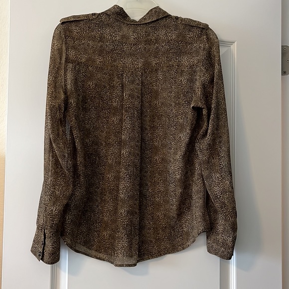 Sheer Leopard Print Long Sleeve Button Up Top - Picture 4 of 5